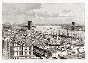 BROOKLYN BRIDGE,NEW YORK VIEW,1893 Historical Print