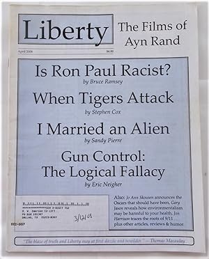 Bild des Verkufers fr Liberty Vol. 22 No. 3 (April 2008) (Libertarian Magazine) zum Verkauf von Bloomsbury Books