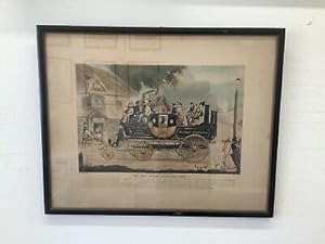 1828 G. Morton The New Steam Carriage Colored Lithograph Framed 20 x 25