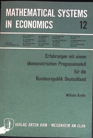 Seller image for Erfahrungen mit einem konometrischen Prognosemodell fr die Bundesrepublik Deutschland. Mathematical systems in economics ; 12. for sale by books4less (Versandantiquariat Petra Gros GmbH & Co. KG)