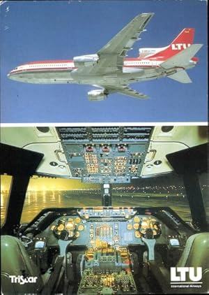 Seller image for Ansichtskarte / Postkarte Deutsches Passagierflugzeug, LTU Boeing 757-200, Triebwerk Rolls Royce, TriStar L-1011-1, Cockpit for sale by akpool GmbH