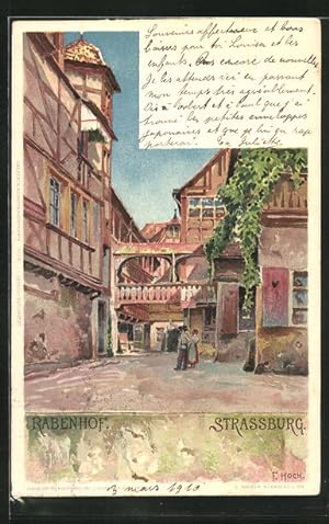 Künstler-Ansichtskarte Franz Xaver Hoch: Strassburg, Hotel Rabenhof