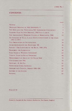 Journal of the British Astronomical Association, Vol.91 No.1, December 1980