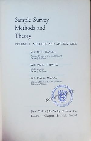 Bild des Verkufers fr Sample survey methods and theory. - 1. Methods and applications. zum Verkauf von Antiquariat Bookfarm