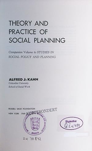 Bild des Verkufers fr Theory and practice of social planning. zum Verkauf von Antiquariat Bookfarm