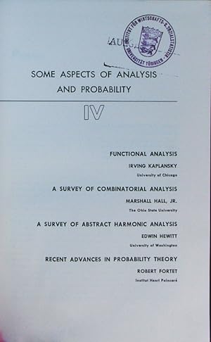 Seller image for Some aspects of analysis and probability. for sale by Antiquariat Bookfarm