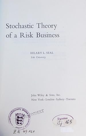 Image du vendeur pour Stochastic theory of a risk business. mis en vente par Antiquariat Bookfarm