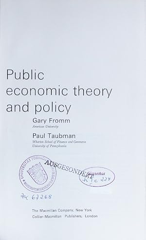 Image du vendeur pour Public economic theory and policy. mis en vente par Antiquariat Bookfarm