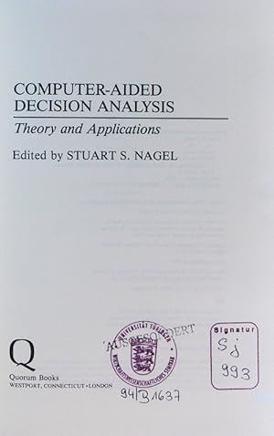 Bild des Verkufers fr Computer-aided decision analysis. theory and applications. zum Verkauf von Antiquariat Bookfarm