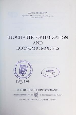 Imagen del vendedor de Stochastic optimization and economic models. a la venta por Antiquariat Bookfarm