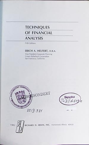 Imagen del vendedor de Techniques of financial analysis. a la venta por Antiquariat Bookfarm