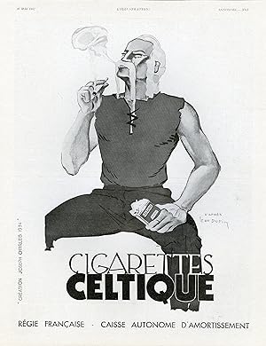 "CIGARETTES CELTIQUES" Annonce originale entoilée illustrée par Léon DUPIN et parue dans L'ILLUST...