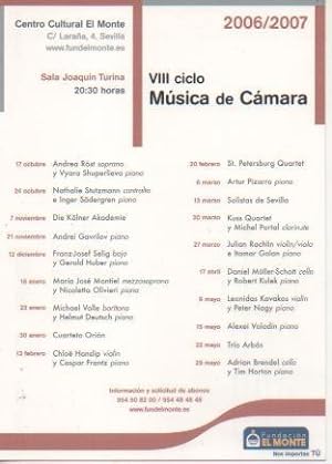 Seller image for Postal E05525: VIII ciclo Msica de Cmara. Centro cultural El Monte for sale by EL BOLETIN
