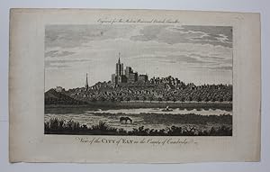 Original engraving of View of the City of Ely. (From the Modern Universal British Traveller 1789)