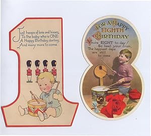 Child Drummer Drum Set Banjo Old Greetings Birthday 2x Postcard