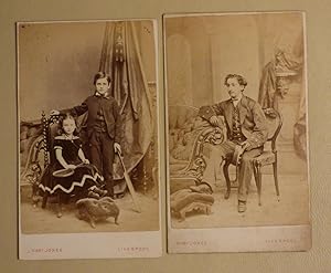 Carte de Visite - TWO PHOTOGRAPH PORTRAITS PORTRAITS: A GENTLEMAN and TWO CHILDREN circa 1865