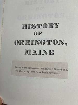 Image du vendeur pour History of Orrington, Maine: History, Genealogy mis en vente par UHR Books