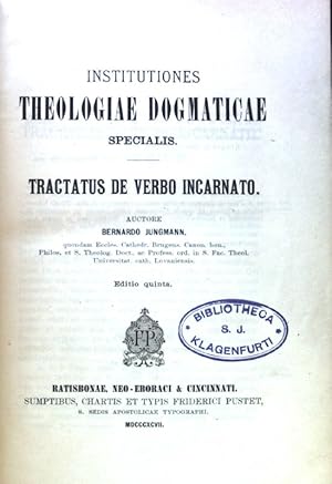Seller image for Institutiones theologiae Dogmaticae specialis. Tractatus de Verbo Incarnato; for sale by books4less (Versandantiquariat Petra Gros GmbH & Co. KG)