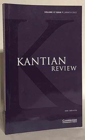 Seller image for Kantian Review. Volume 17 Issue 1. March 2012. for sale by Thomas Dorn, ABAA