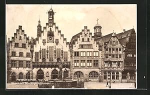 Bild des Verkufers fr Ansichtskarte Alt-Frankfurt, Rmer mit Gerechtigkeitsbrunnen zum Verkauf von Bartko-Reher
