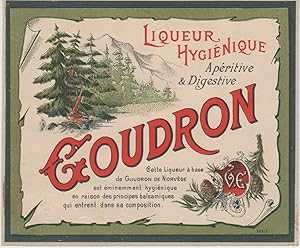 "GOUDRON DE NORVÈGE LIQUEUR HYGIÉNIQUE" Étiquette-chromo originale (entre 1890 et 1900)