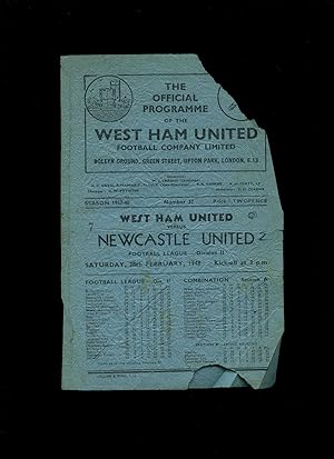 Bild des Verkufers fr West Ham United Versus Newcastle United | Season 1947-48 | Official Match Day Football Programme zum Verkauf von Little Stour Books PBFA Member