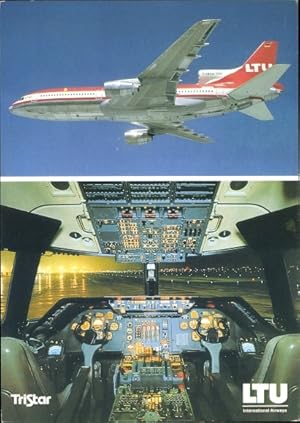 Seller image for Ansichtskarte / Postkarte Deutsches Passagierflugzeug, LTU Boeing 757-200, Triebwerk Rolls Royce, TriStar L-1011-1, Cockpit for sale by akpool GmbH