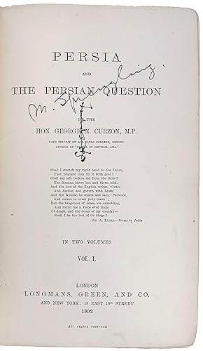 Seller image for Persia and the Persian Question. for sale by Jeff Weber Rare Books