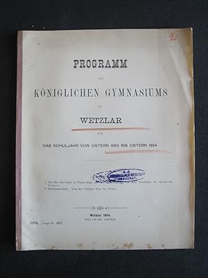 Programm des Königlichen Gymnasiums Wetzlar über das Schuljahr 1893 / 94.