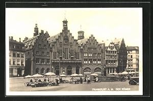 Bild des Verkufers fr Ansichtskarte Alt-Frankfurt, Der Rmer, Marktstnde, Gerechtigkeitsbrunnen zum Verkauf von Bartko-Reher