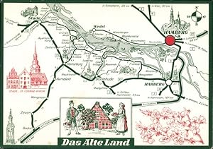 Bild des Verkufers fr Landkarten Ansichtskarte / Postkarte Das Alte Land, Gasthaus zur Linde Bachenbrock, Inh. H. Schultz, Landhaus, Trachten zum Verkauf von akpool GmbH
