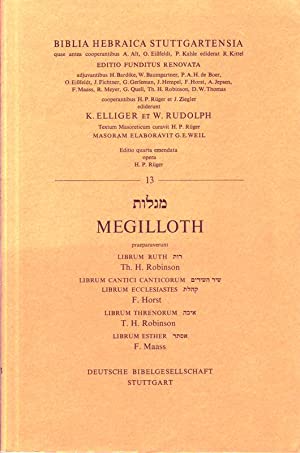 Seller image for Biblia Hebraica Stuttgartensia; Teil: 13: Megilloth. for sale by Antiquariat Berghammer