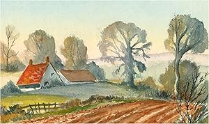 Seller image for Louis Valentine - Mid 20th Century Watercolour, Countryside View with Cottage for sale by Sulis Fine Art