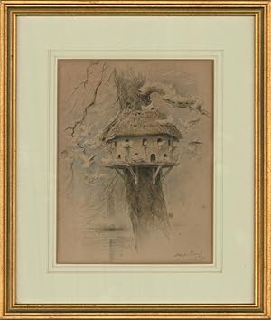 1930 Charcoal Drawing - The Dovecote