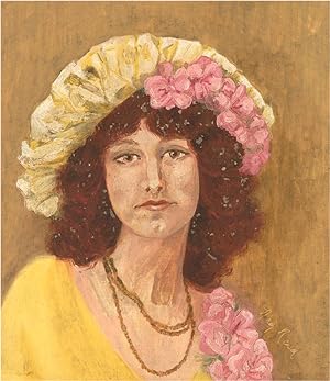 Bild des Verkufers fr Meg Reid - Signed 1976 Oil, The Lady in Yellow zum Verkauf von Sulis Fine Art