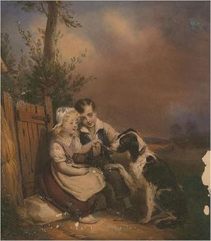 Early 19th Century Lithograph - Children and Spaniel