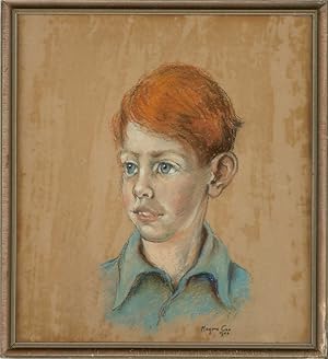 Bild des Verkufers fr Marjorie Cox - 1960 Pastel, Portrait of a Young Boy zum Verkauf von Sulis Fine Art