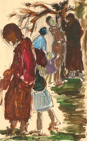 Seller image for Mid 20th Century Acrylic - Walking Through the Woods for sale by Sulis Fine Art