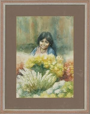 Contemporary Watercolour - Flower Girl