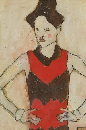Ben Carrivick - Contemporary Oil, Brown and Red Dress