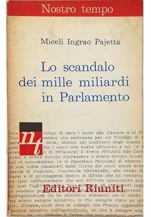 Imagen del vendedor de Lo scandalo dei mille miliardi in Parlamento a la venta por Libreria Tara