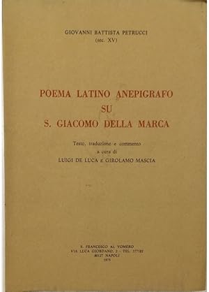 Image du vendeur pour Poema latino anepigrafo su S. Giacomo della Marca mis en vente par Libreria Tara