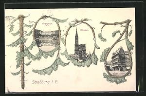Ansichtskarte Strassburg i. E., Orangerie, Münster und Altes Haus in Jahreszahl 1907