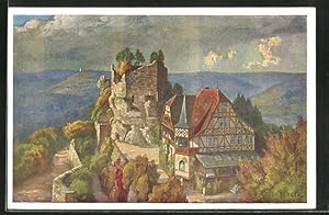 Künstler-Ansichtskarte W. Bürger: Zabern i. E., Burgruine Hoh-Barr