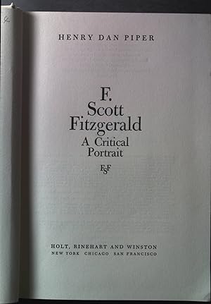 Seller image for F. Scott Fitzgerald: A critical Portrait. for sale by books4less (Versandantiquariat Petra Gros GmbH & Co. KG)