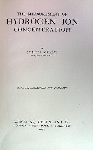 Imagen del vendedor de The Measurement of Hydrogen Ion Concentration a la venta por books4less (Versandantiquariat Petra Gros GmbH & Co. KG)