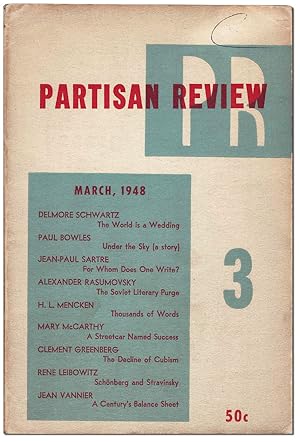 Image du vendeur pour PARTISAN REVIEW - VOL.XV, NO.3 (MARCH, 1948) - SIGNED BY PAUL BOWLES mis en vente par Captain Ahab's Rare Books, ABAA