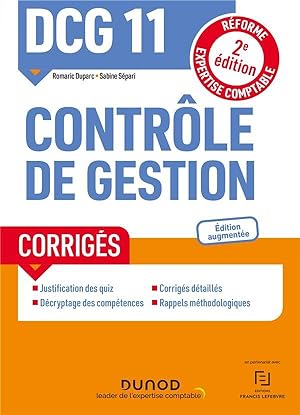 DCG 11 : contrôle de gestion - corrigés (2e édition)