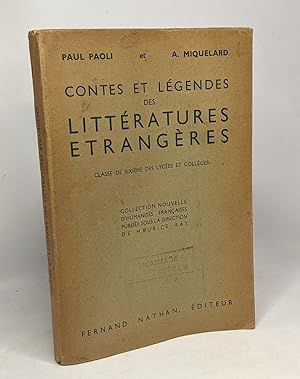 Imagen del vendedor de Contes et lgendes des littratures trangres - classe de sixime des lyces et collges a la venta por crealivres