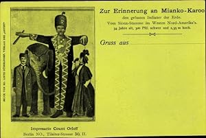 Künstler Ansichtskarte / Postkarte Zur Erinnerung an Mianko Karoo, 2,35m Hoch, Count Orloff, Ries...